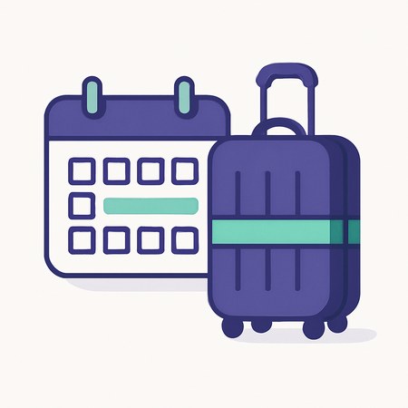 Даты отпуска: чемодан и календарь